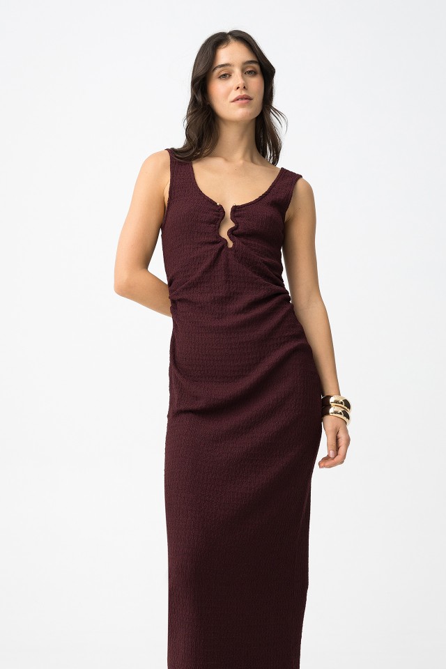 Elegant Maxi Burgundy Dress