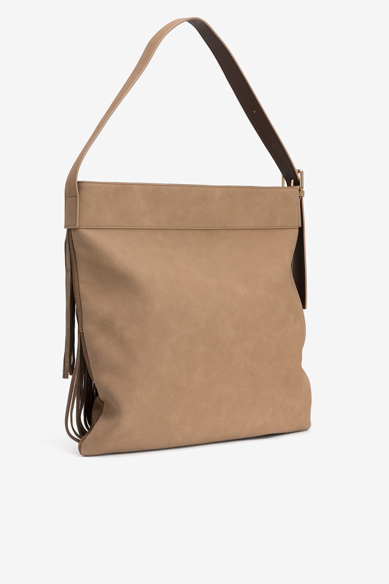 Mala boho castanho com franjas