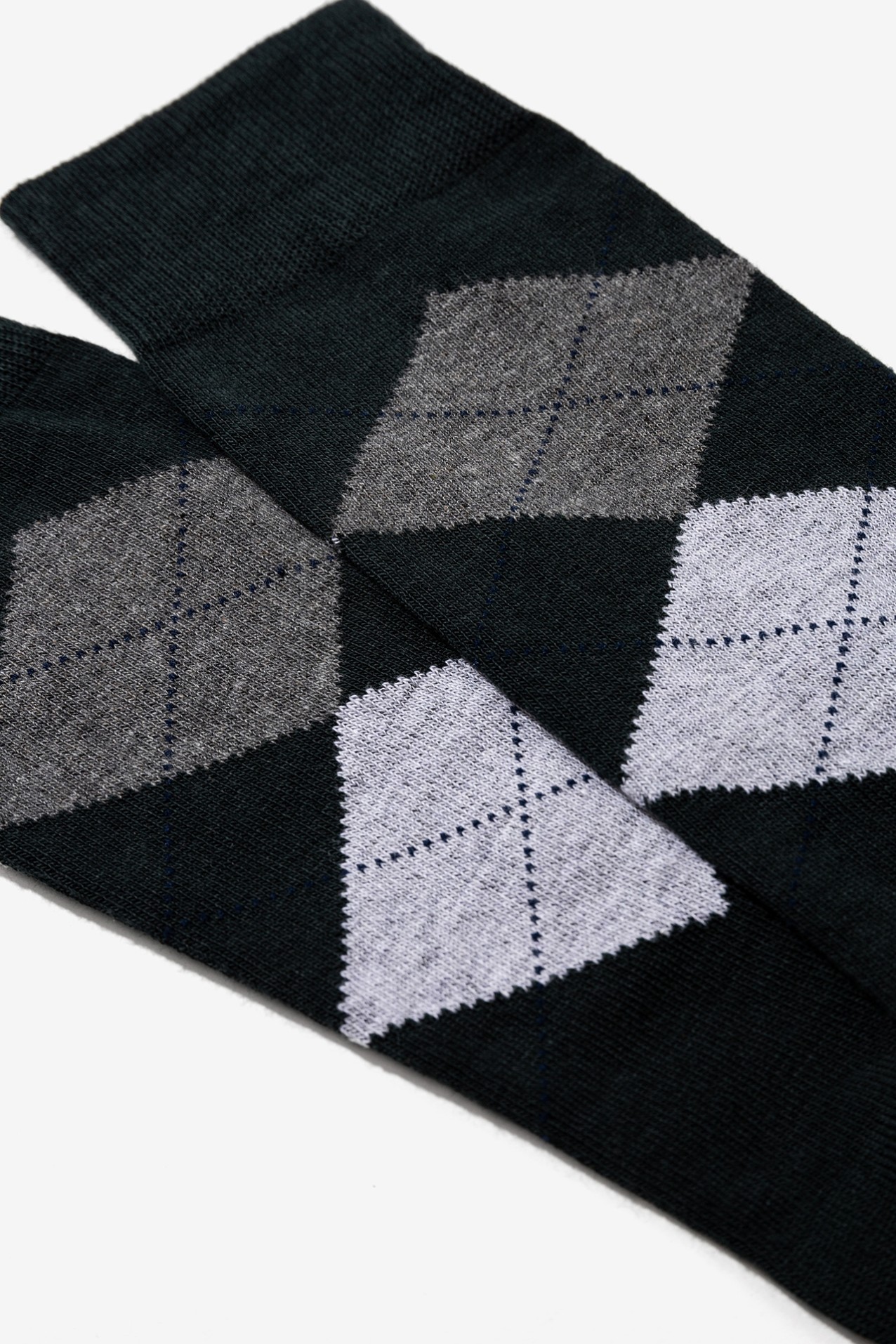 Meias padr�o argyle verde escuro