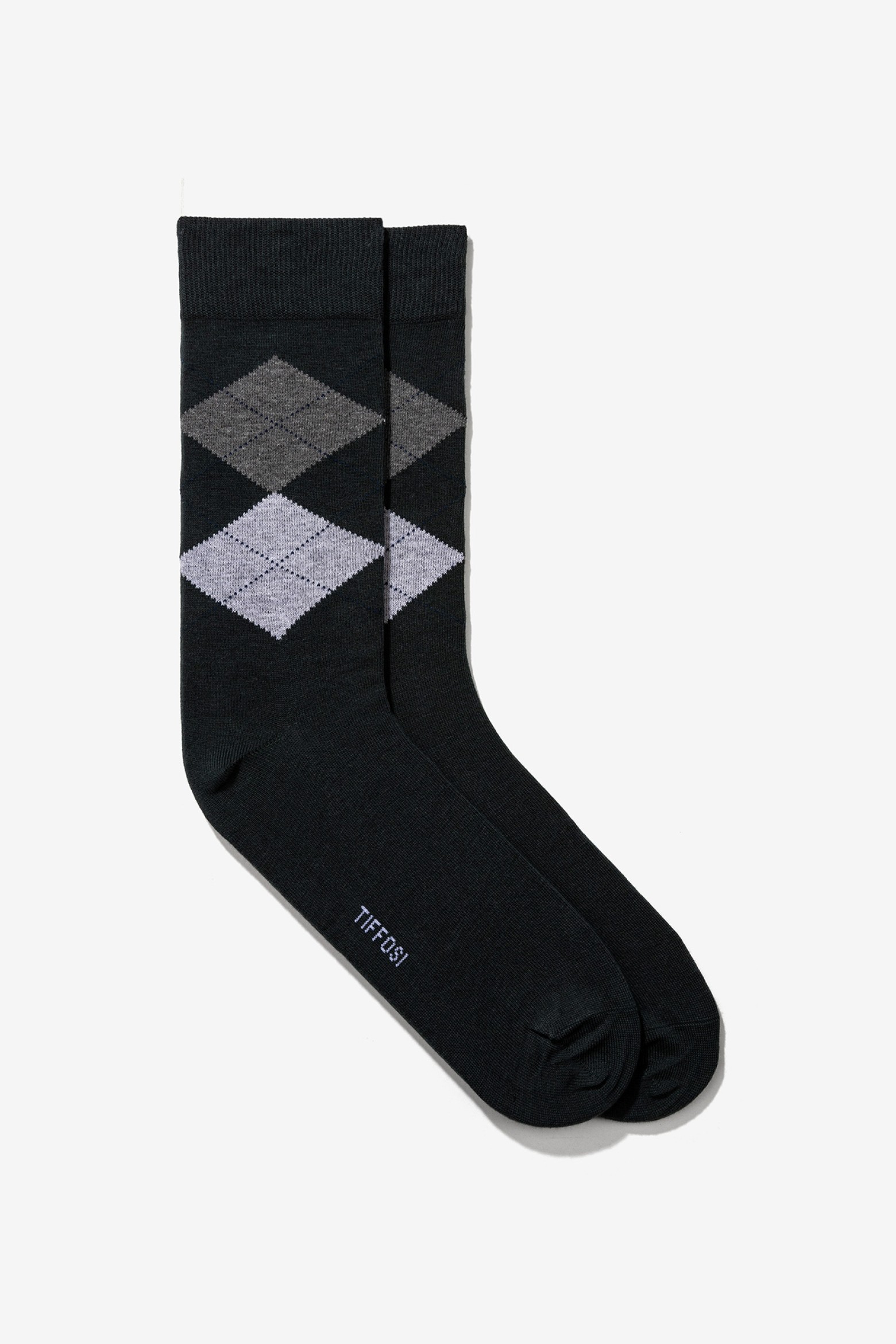 Meias padr�o argyle verde escuro