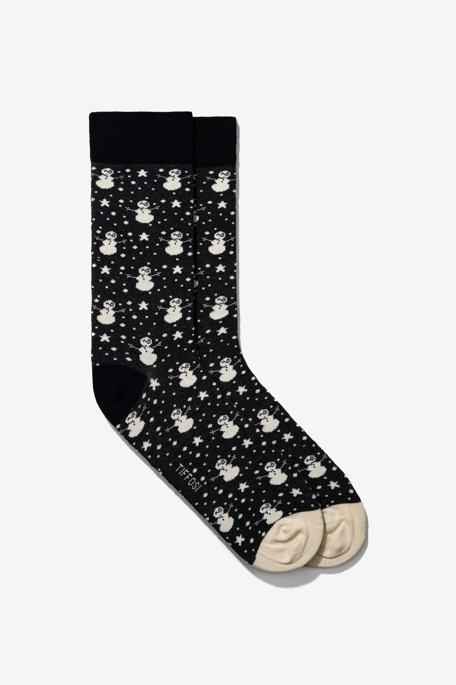 Snowman Print Black Socks