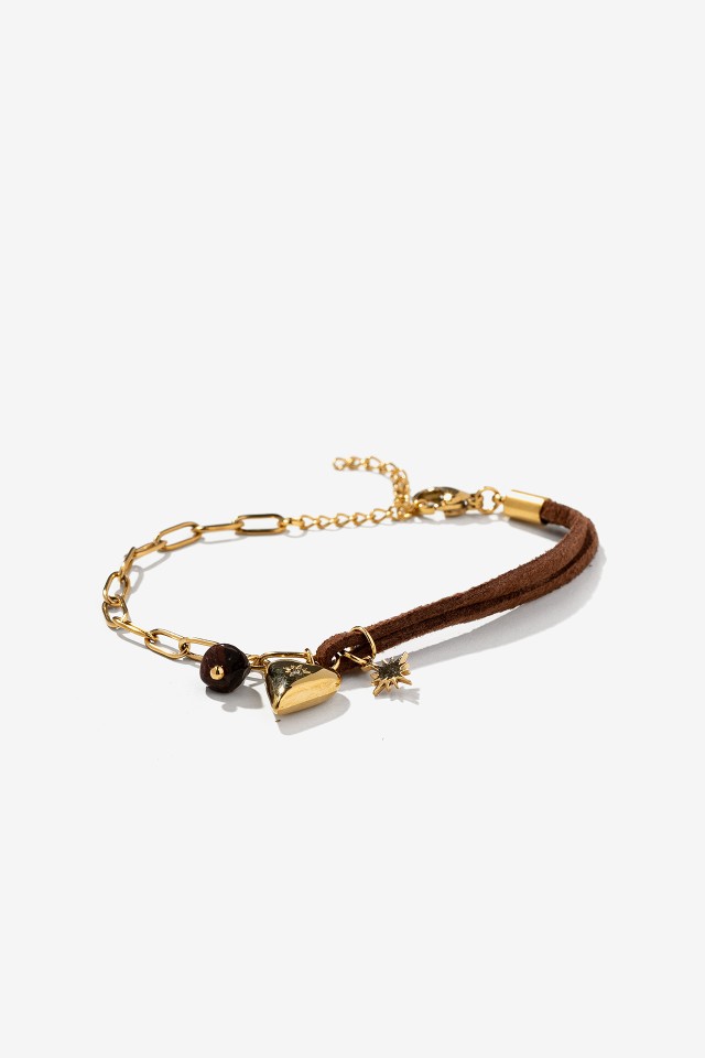 Heart Charm Gold Bracelet