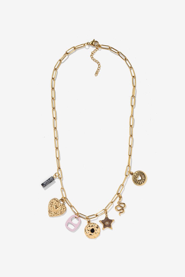 Gold Chain Charm Necklace