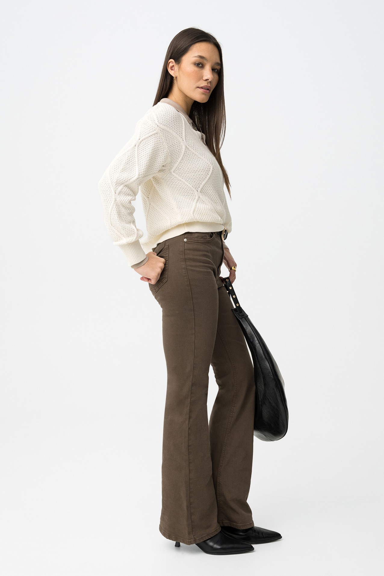 Pantalones de campana marrones