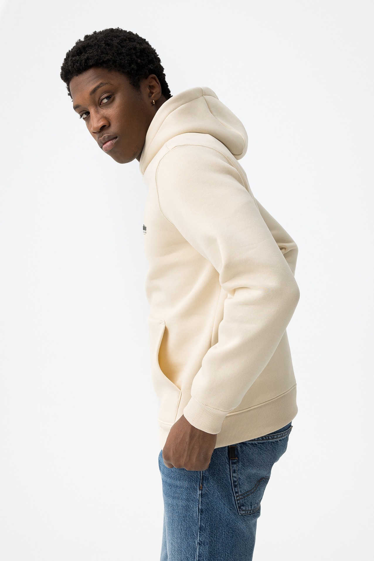 Beige Hoodie with Pocket