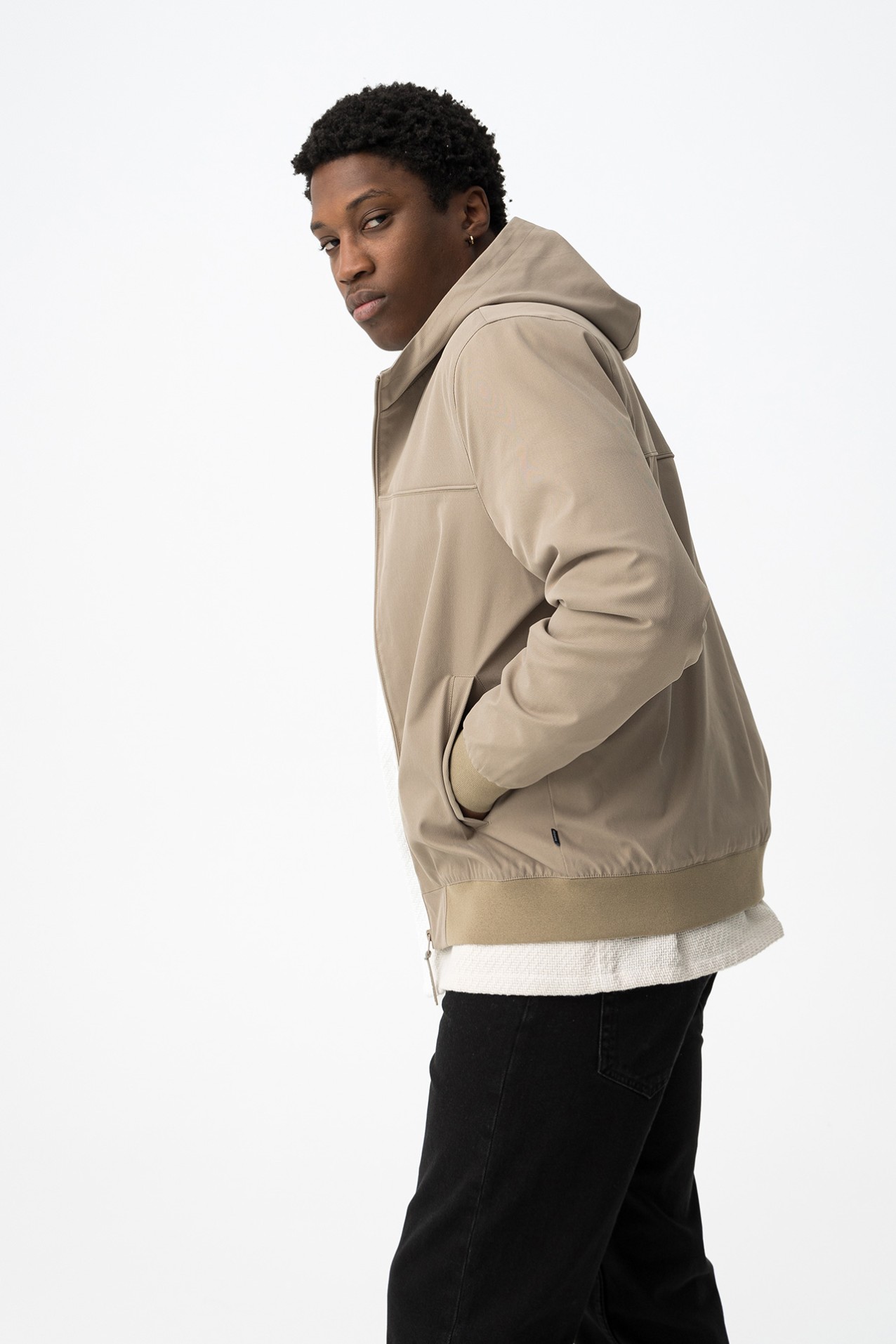 Beige Hooded Jacket