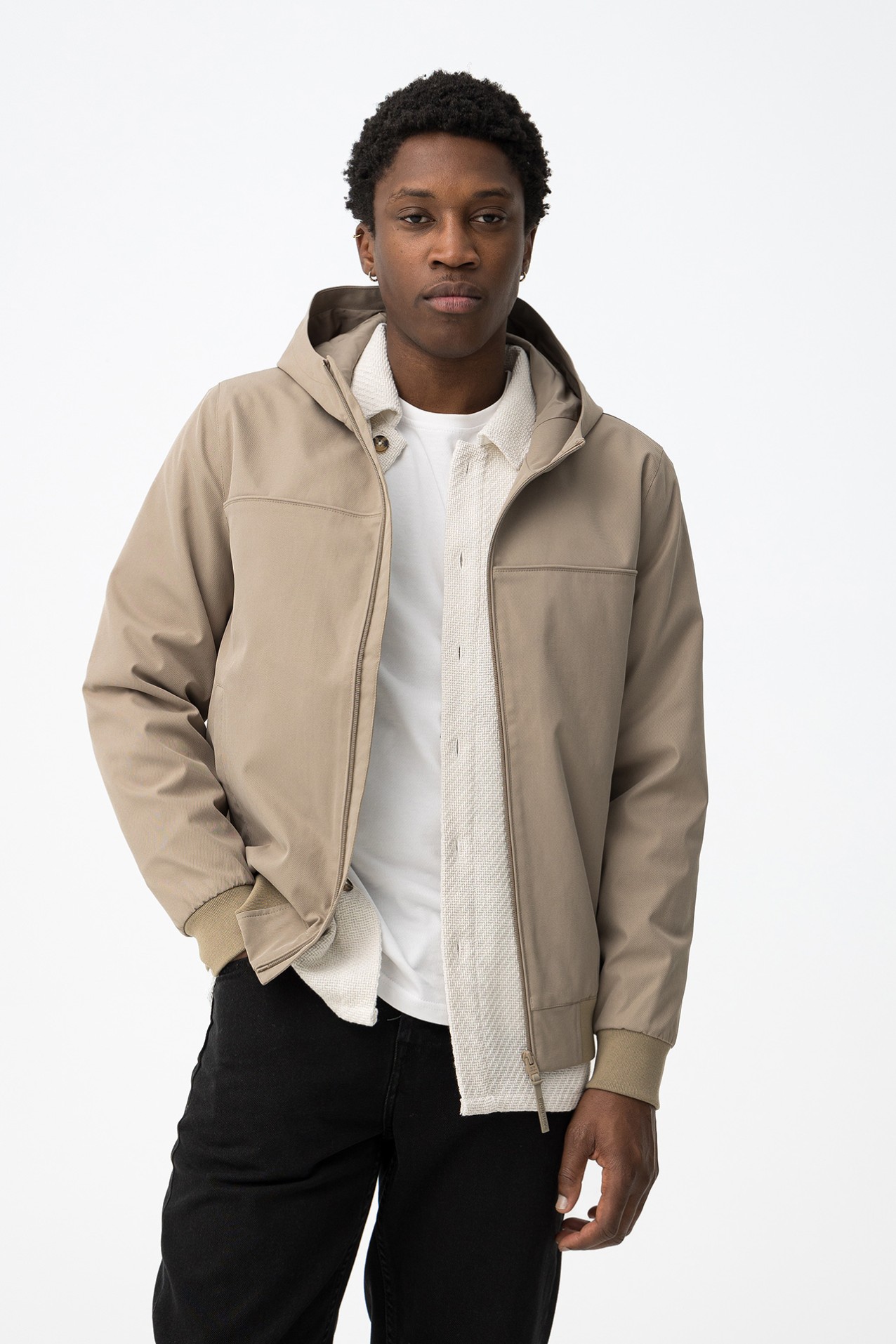 Beige Hooded Jacket