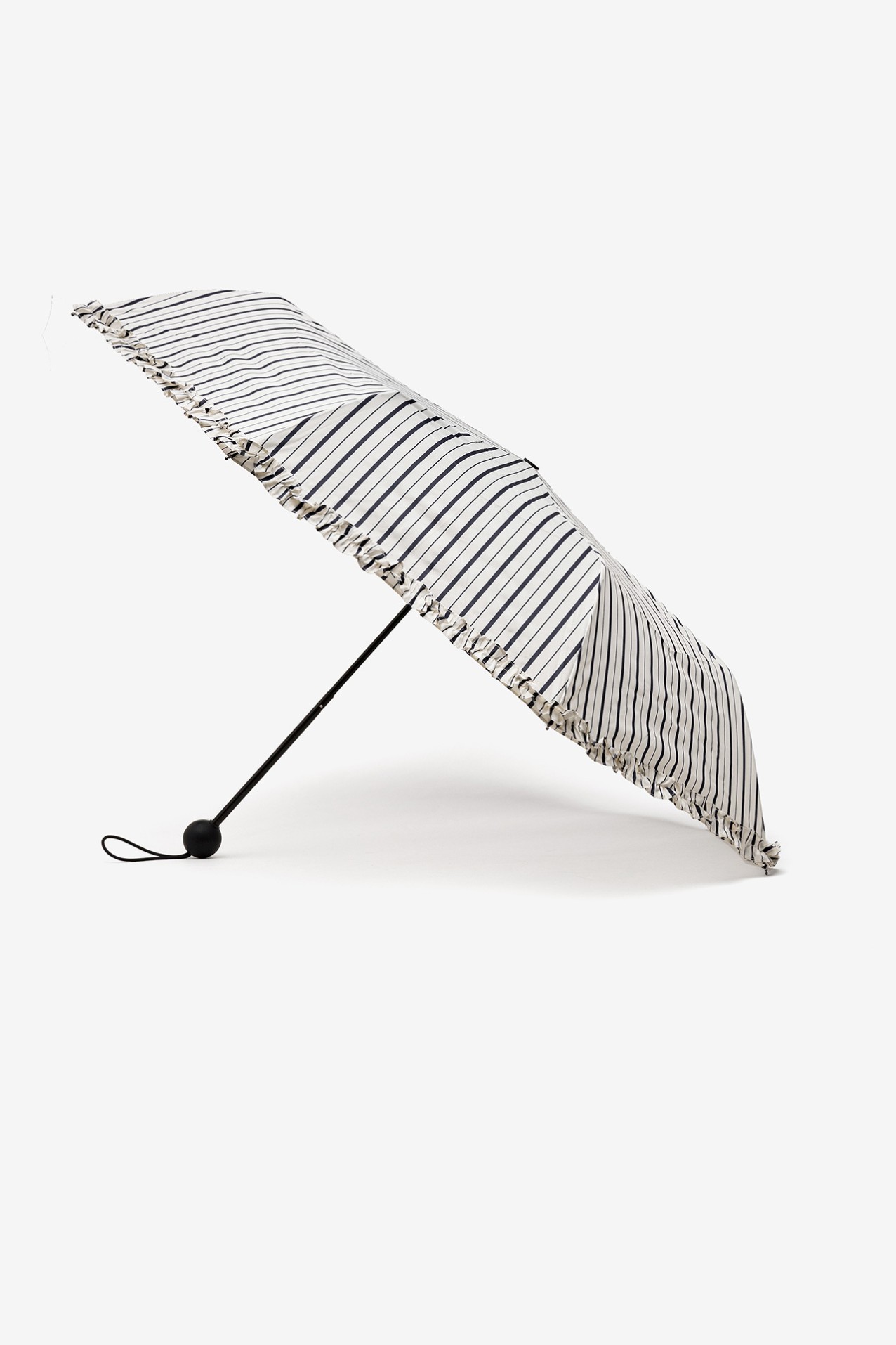Striped Frilled Compact Umbrella