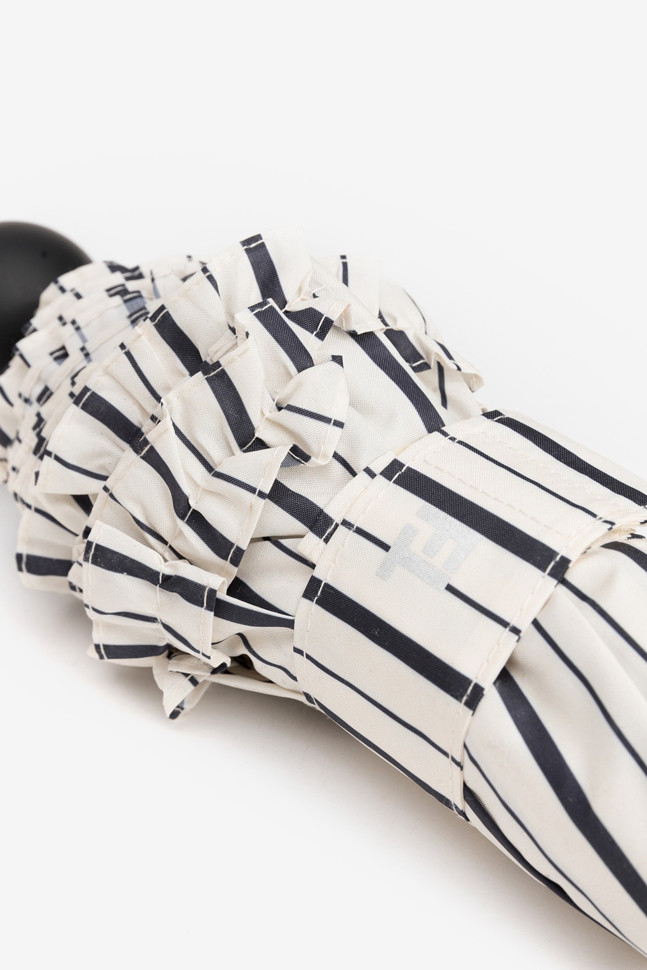 Striped Frilled Compact Umbrella