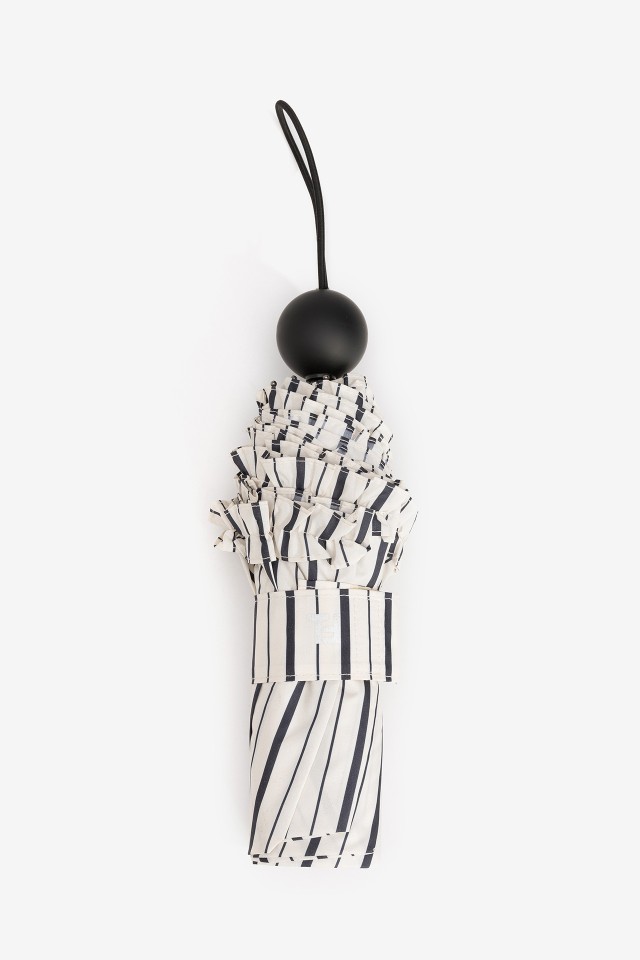 Striped Frilled Compact Umbrella