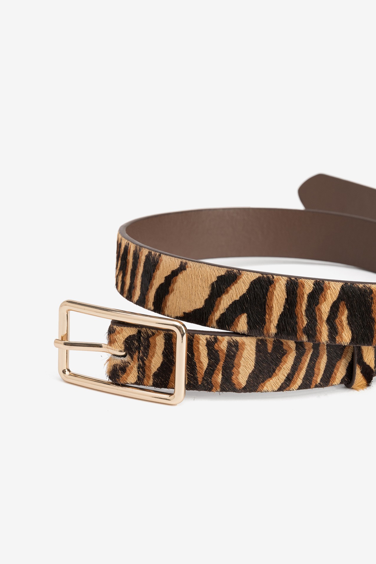Cinto animal print castanho