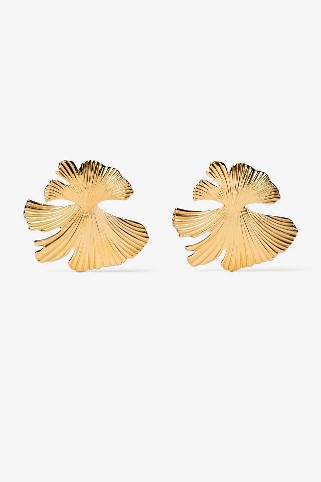 Gold Statement Flower Earrings