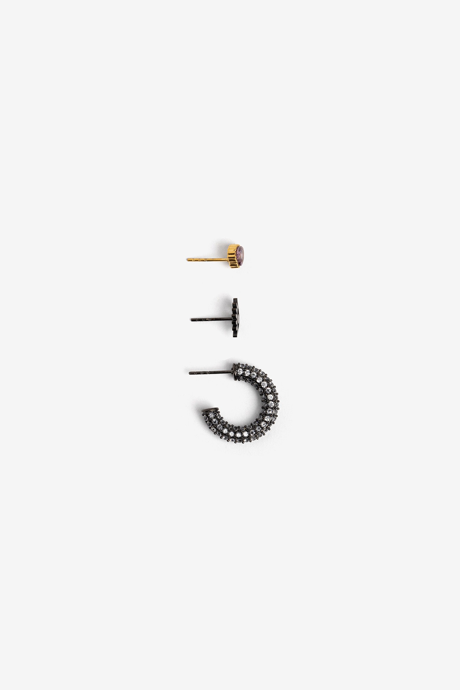 Gold and Black Stud Earrings