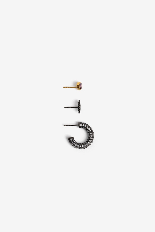 Gold and Black Stud Earrings