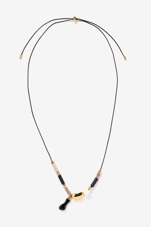 Gold Beaded Pendant Necklace