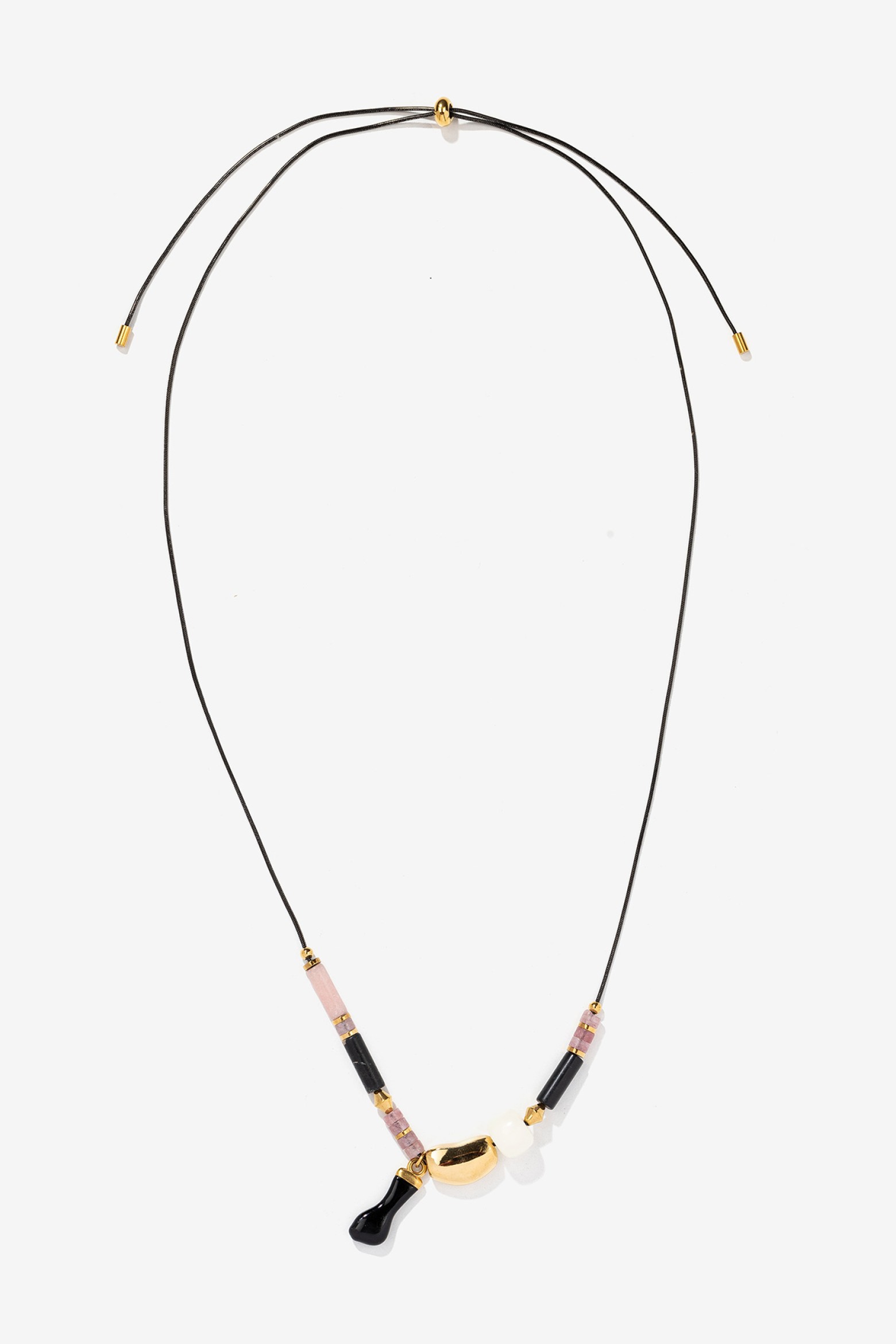 Gold Beaded Pendant Necklace