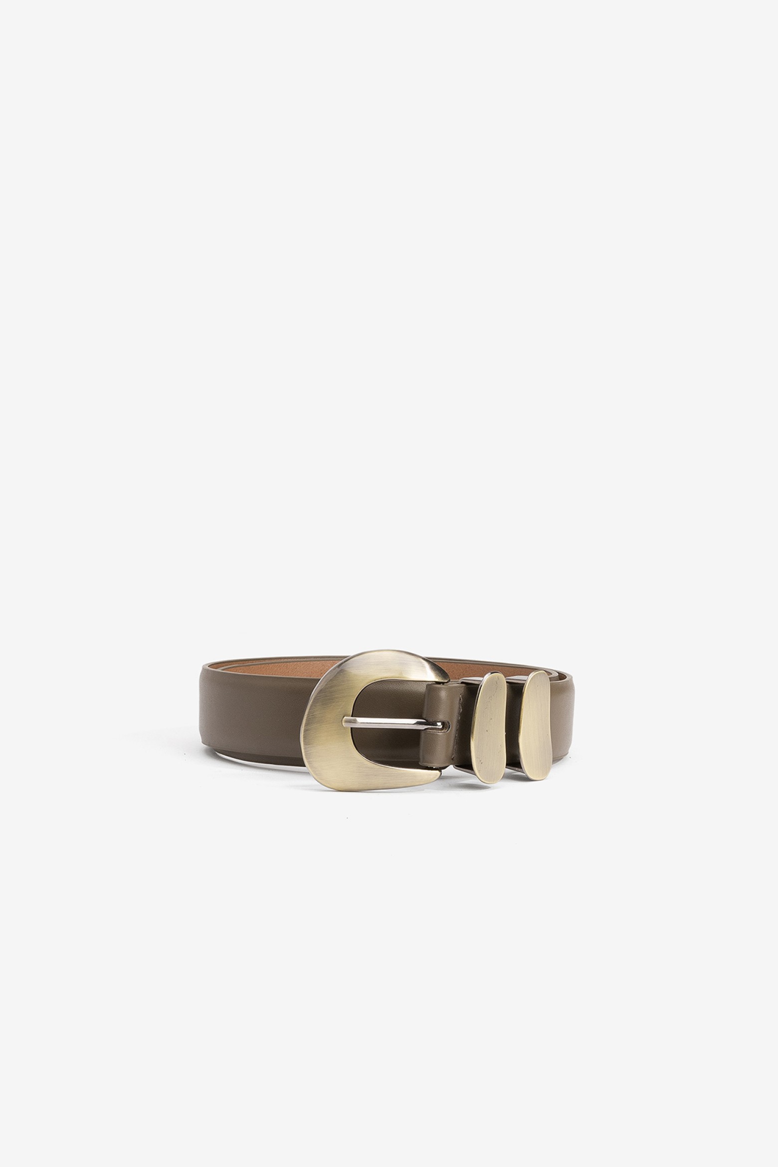 Chunky beige belt gold detail