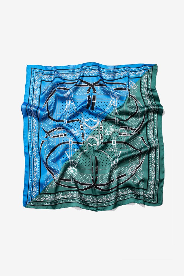 Blue Green Graphic Scarf