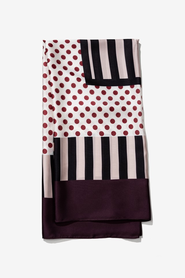 Red Patterned Rectangular Scarf