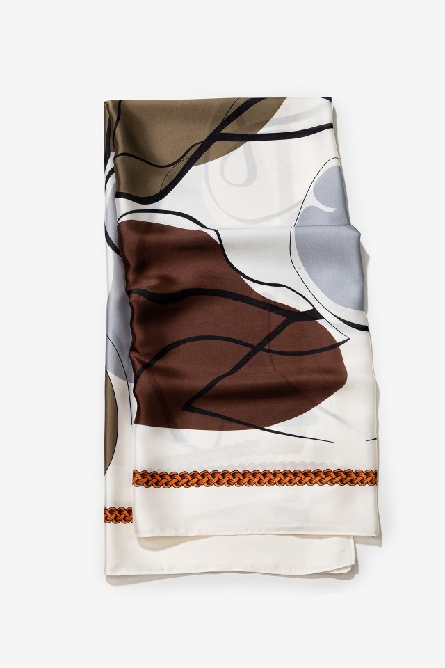 Beige Graphic Scarf