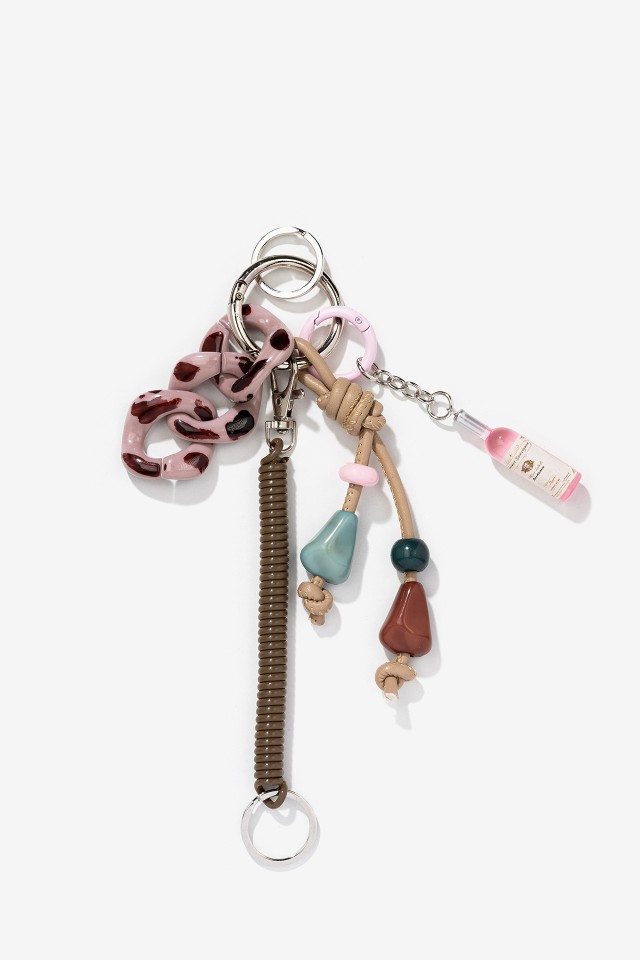 Pink Keychain With Beads