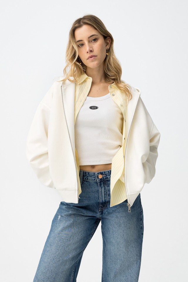 Relaxed White Hoodie