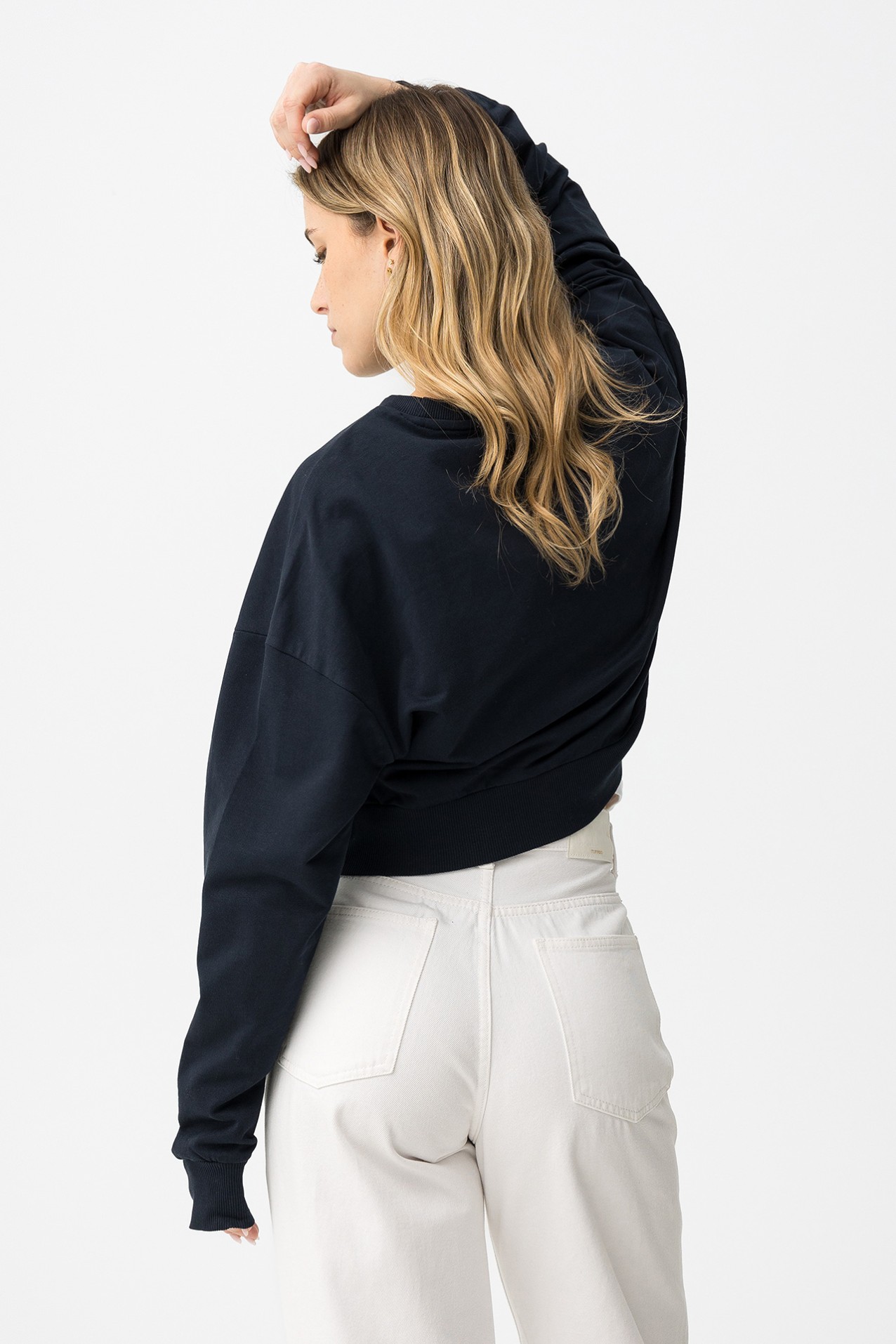 Navy Cropped Sweatshirt