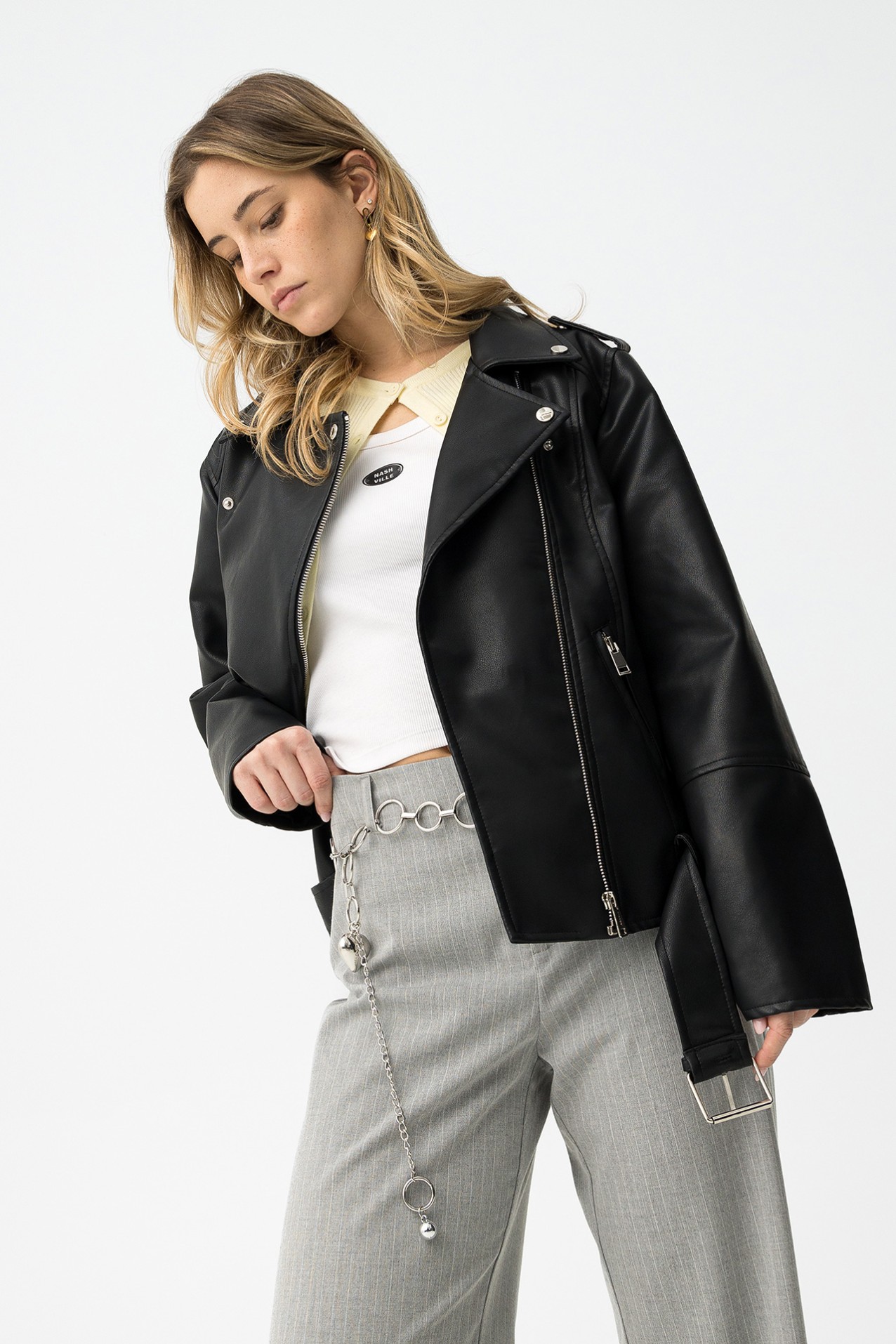 Casaco Preto Estilo Motard