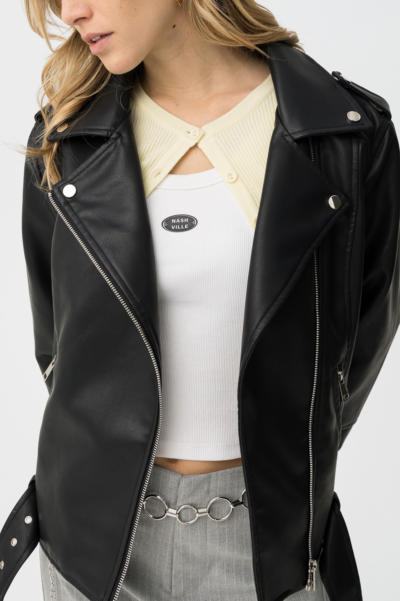 Casaco Preto Estilo Motard