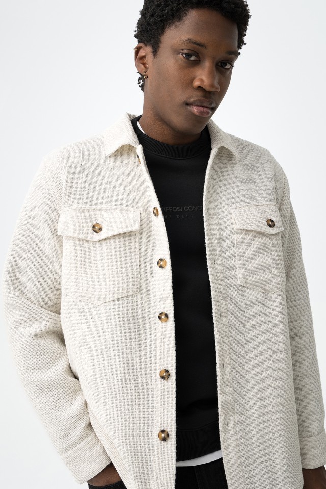 Beige Oversize Long Sleeve Shirt