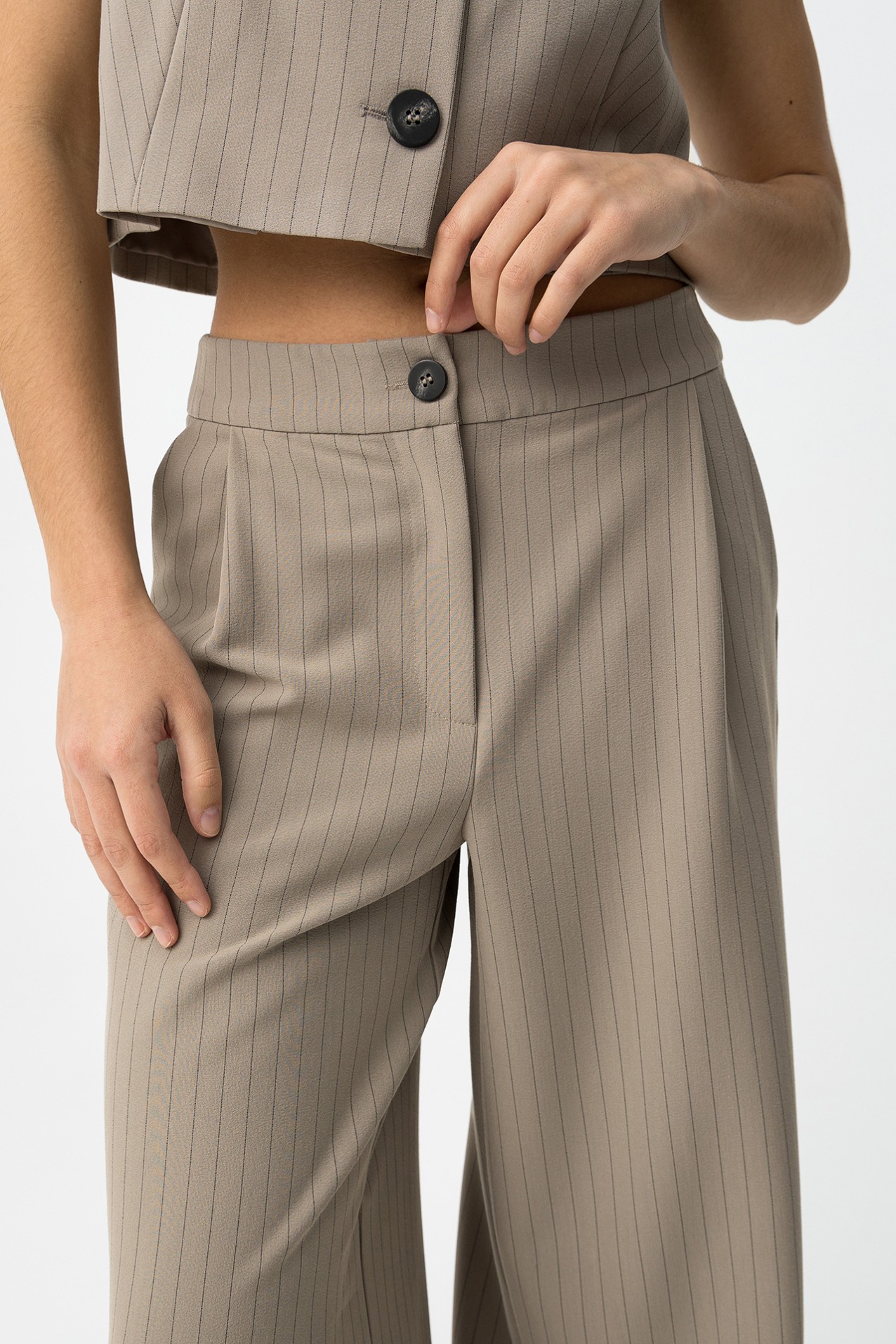 Beige Palazzo Trousers