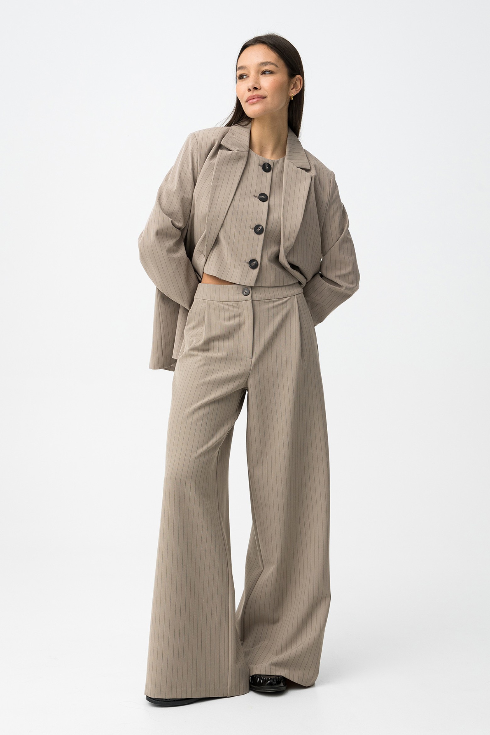 Beige Palazzo Trousers
