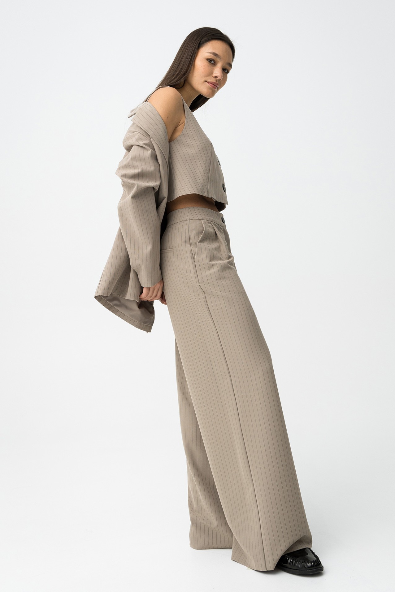 Beige Palazzo Trousers