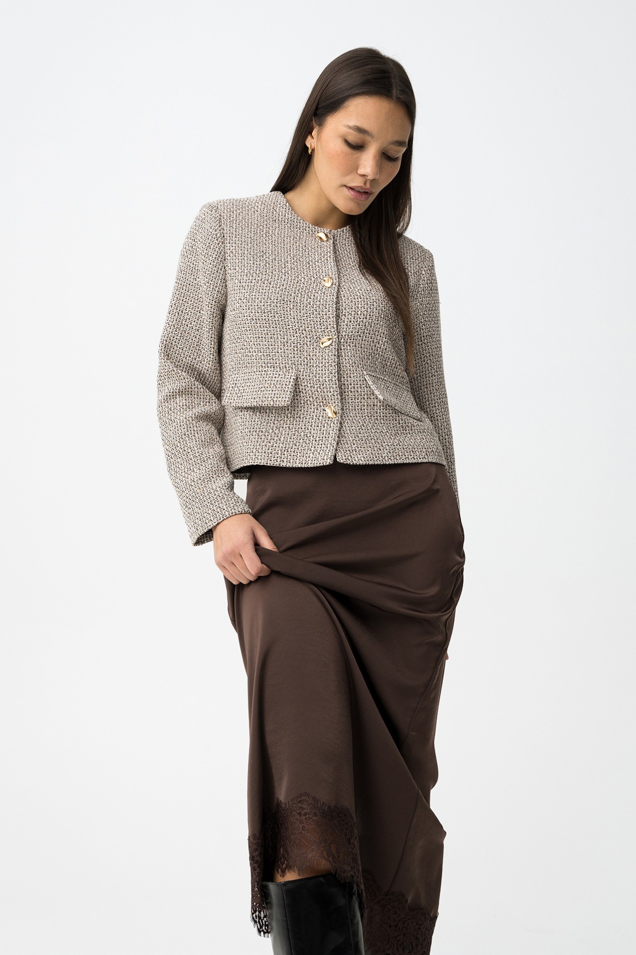 Casaco Bege Texturizado