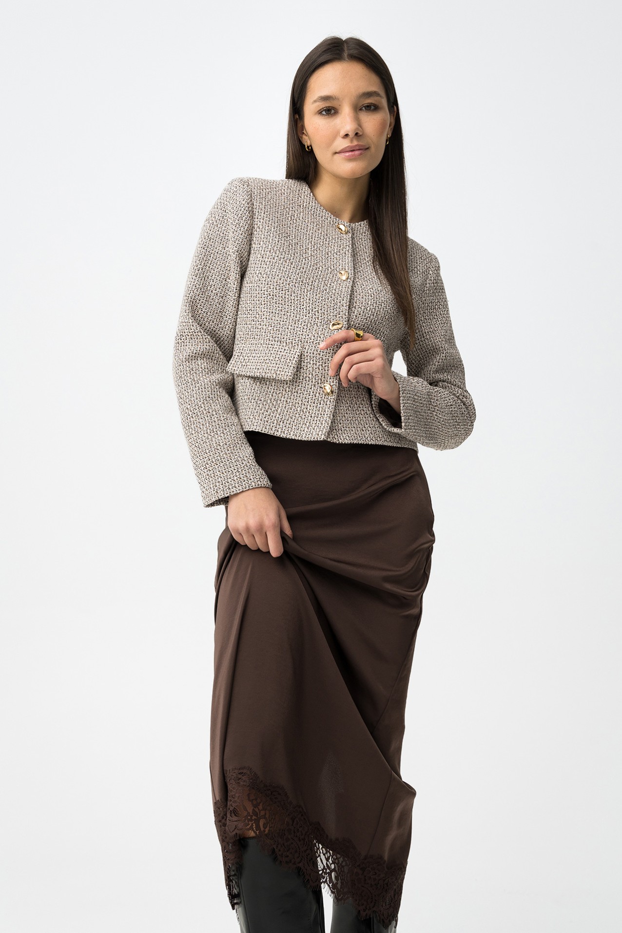 Casaco Bege Texturizado