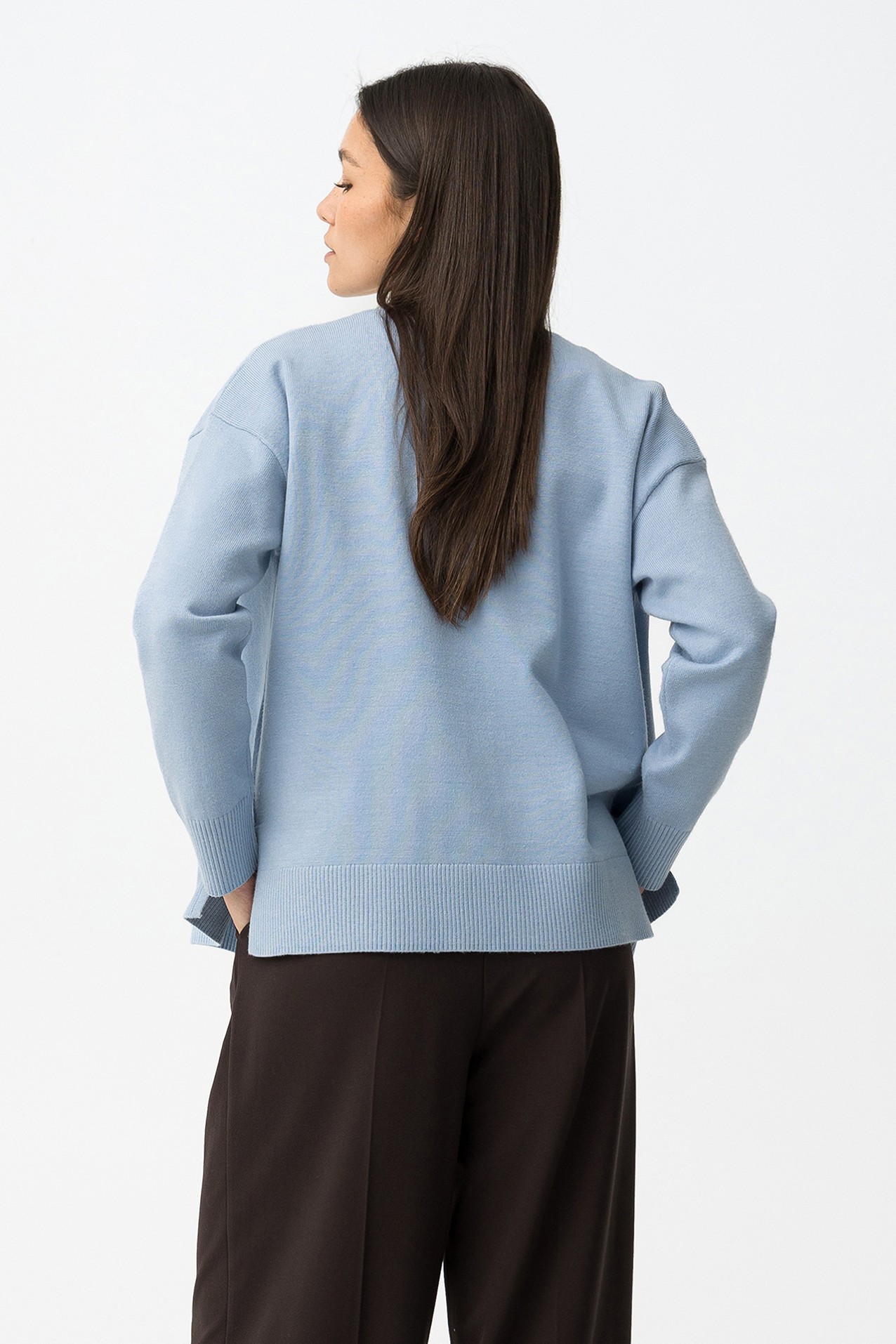 Cardigan tricotado azul relaxed