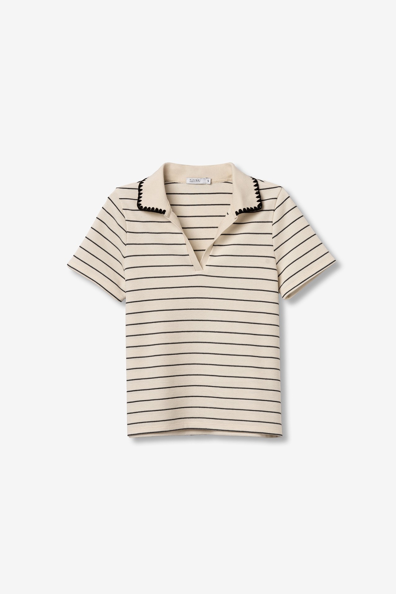 Beige Striped Short Sleeve Tee