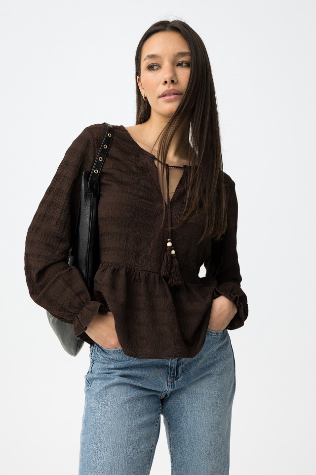 T-shirt Manga Comprida Chocolate