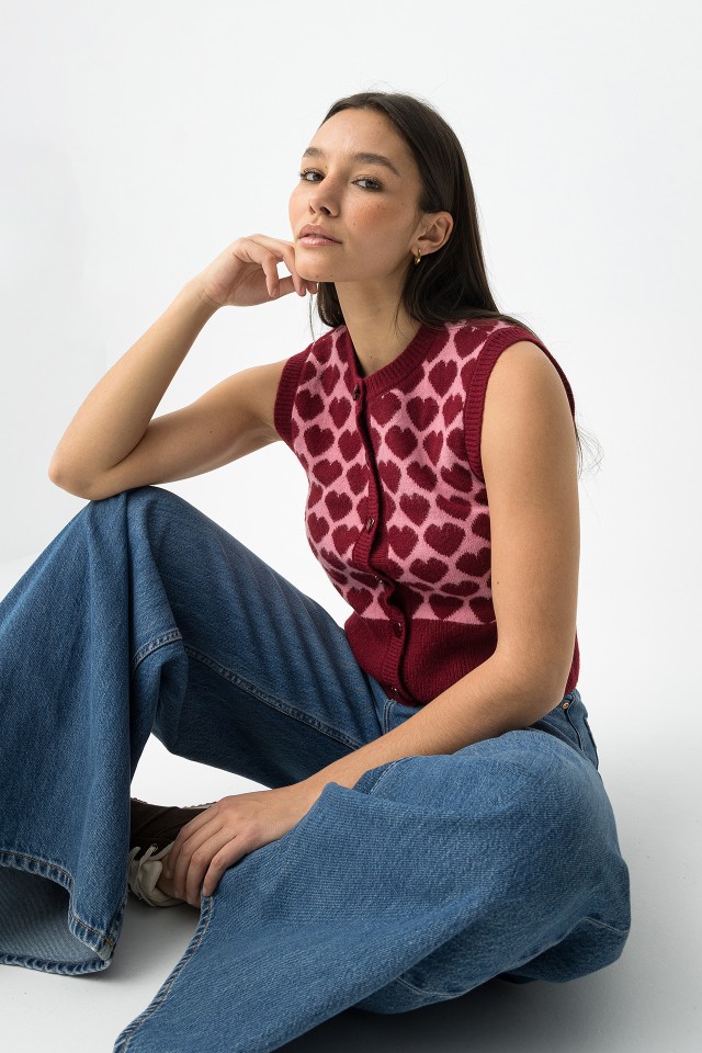 Chaleco Tricotado Corazones Chaleco Tricotado Corazones