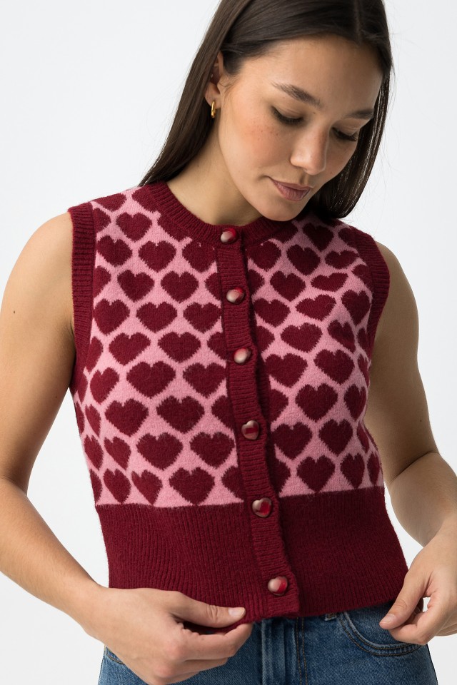 Chaleco Tricotado Corazones Chaleco Tricotado Corazones