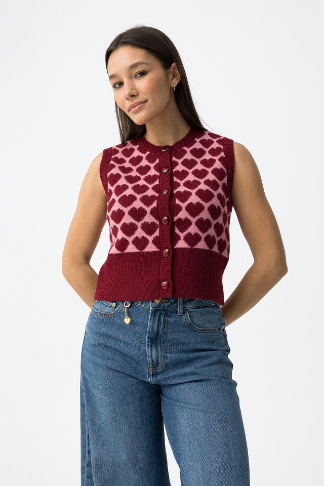 Chaleco Tricotado Corazones Chaleco Tricotado Corazones