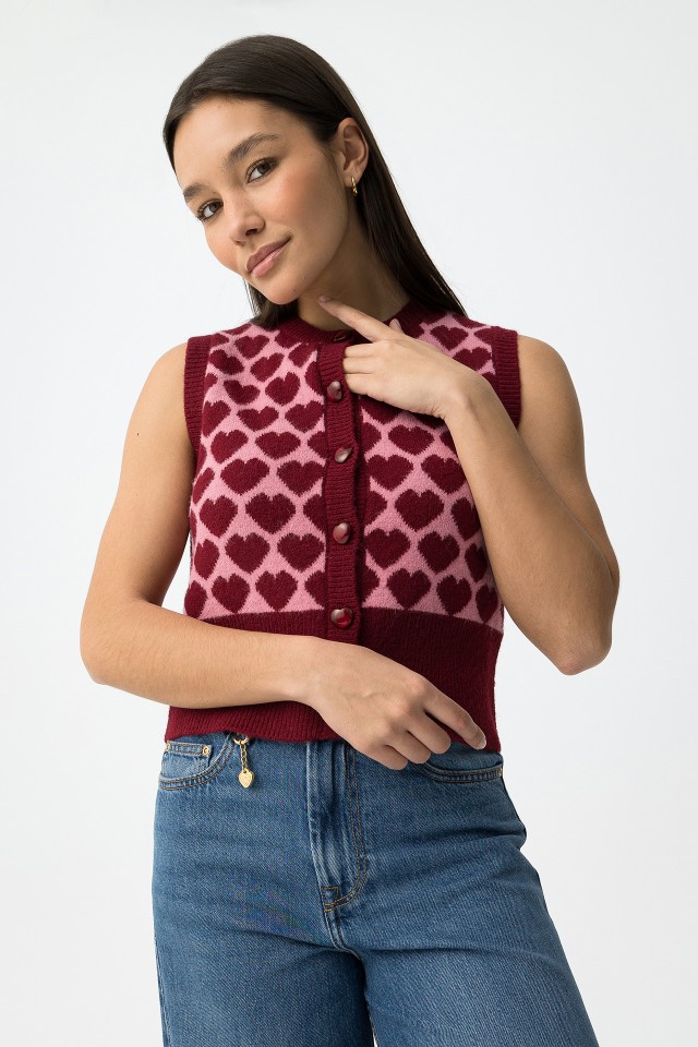 Chaleco Tricotado Corazones Chaleco Tricotado Corazones