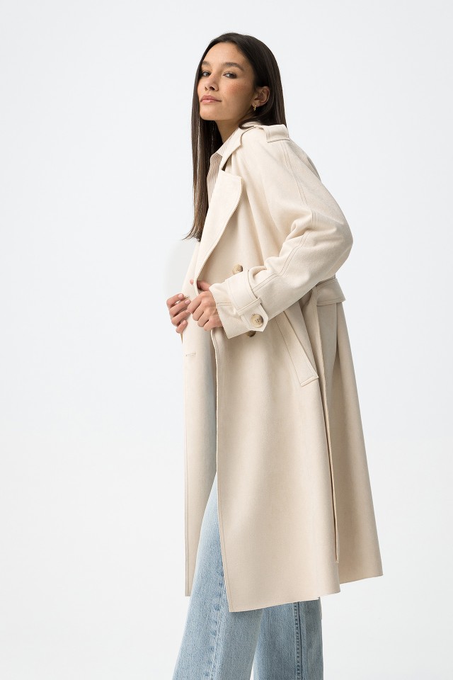 Beige Relaxed Trench Coat