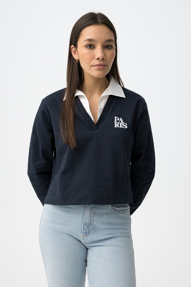 Long Sleeve Blue T-shirt