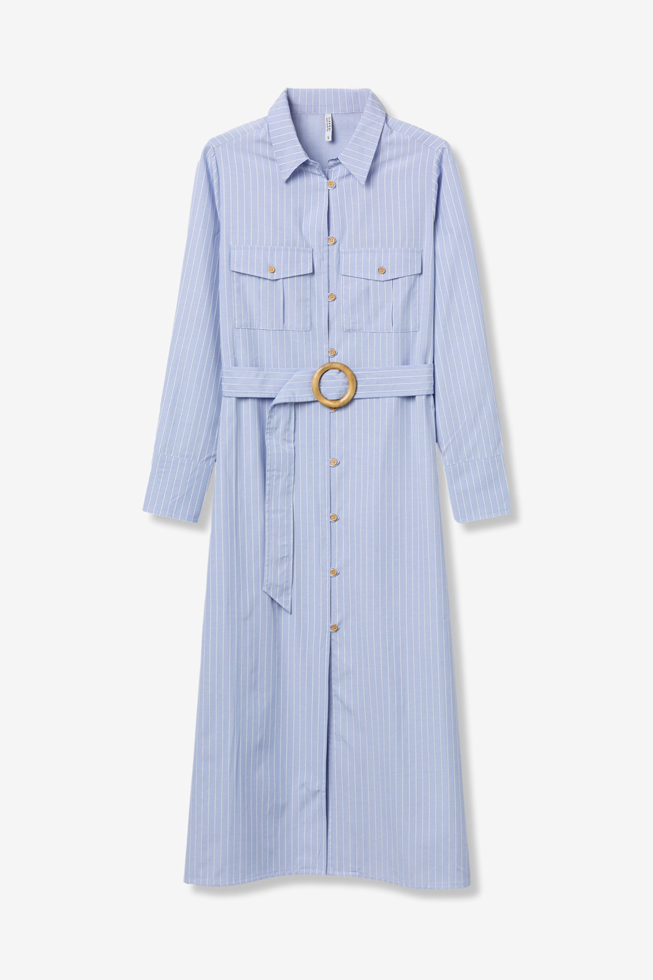 Vestido midi azul rayas