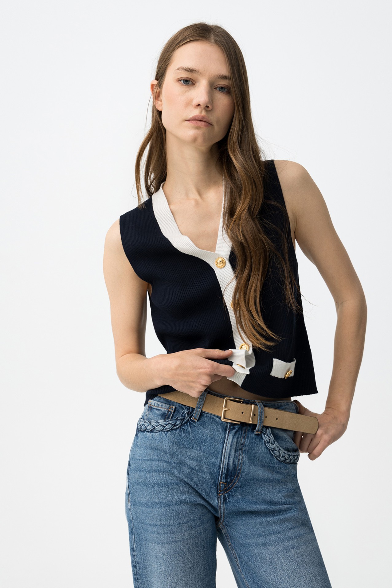 Chaleco azul oscuro slim