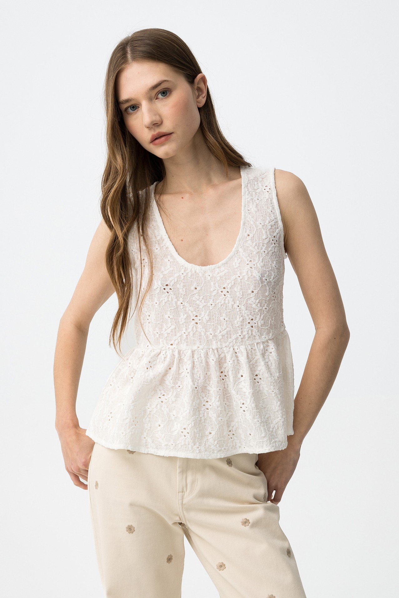 White Lace Sleeveless Top