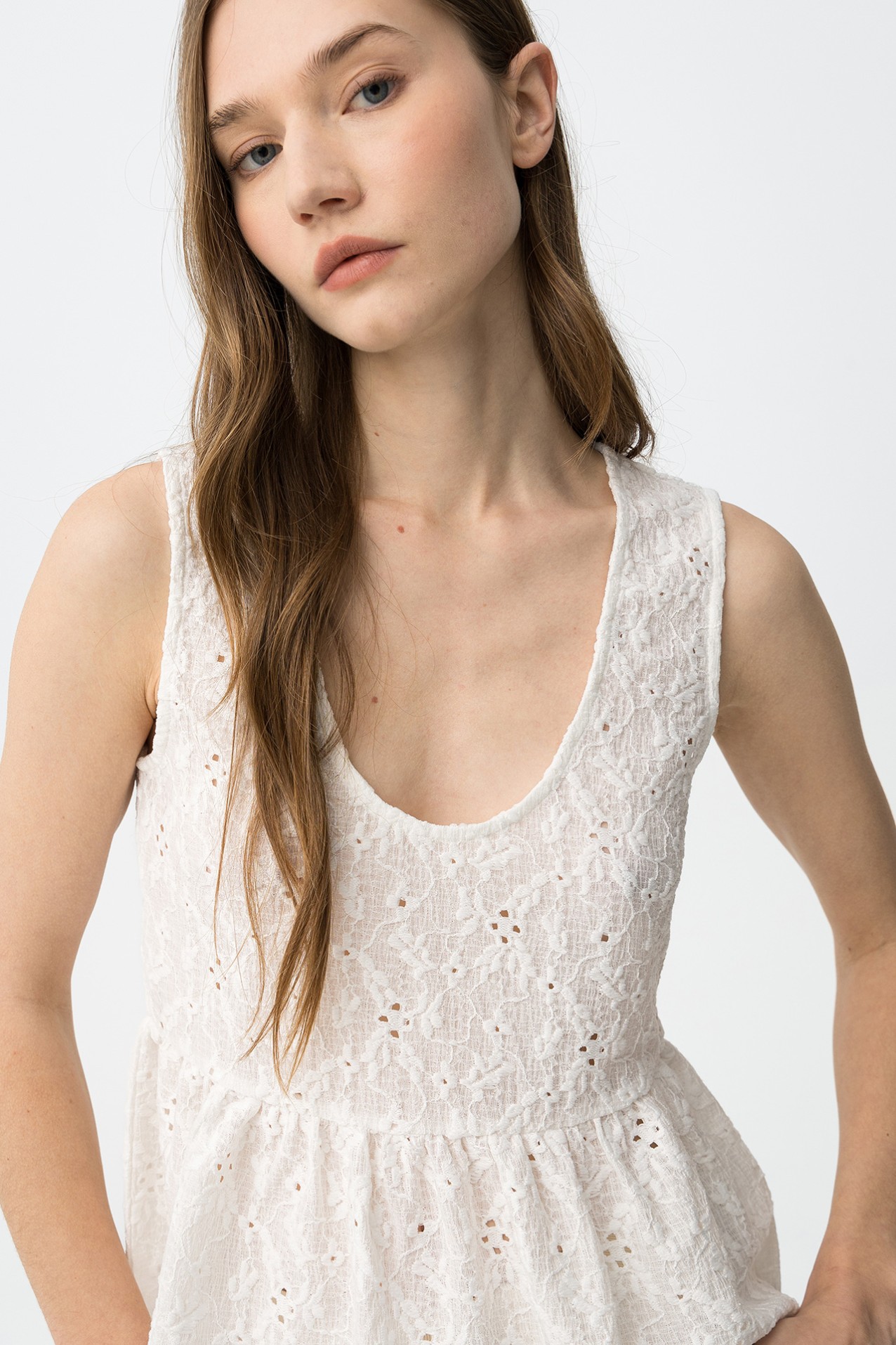 White Lace Sleeveless Top