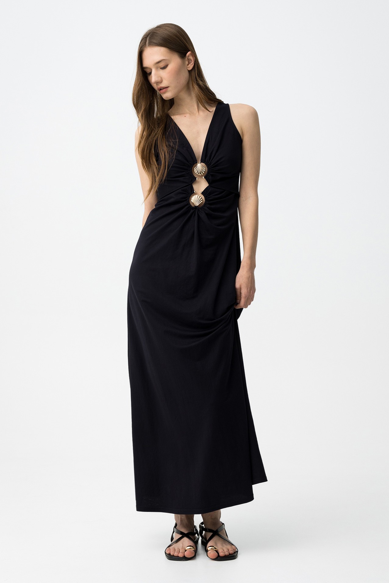 Vestido azul con argollas