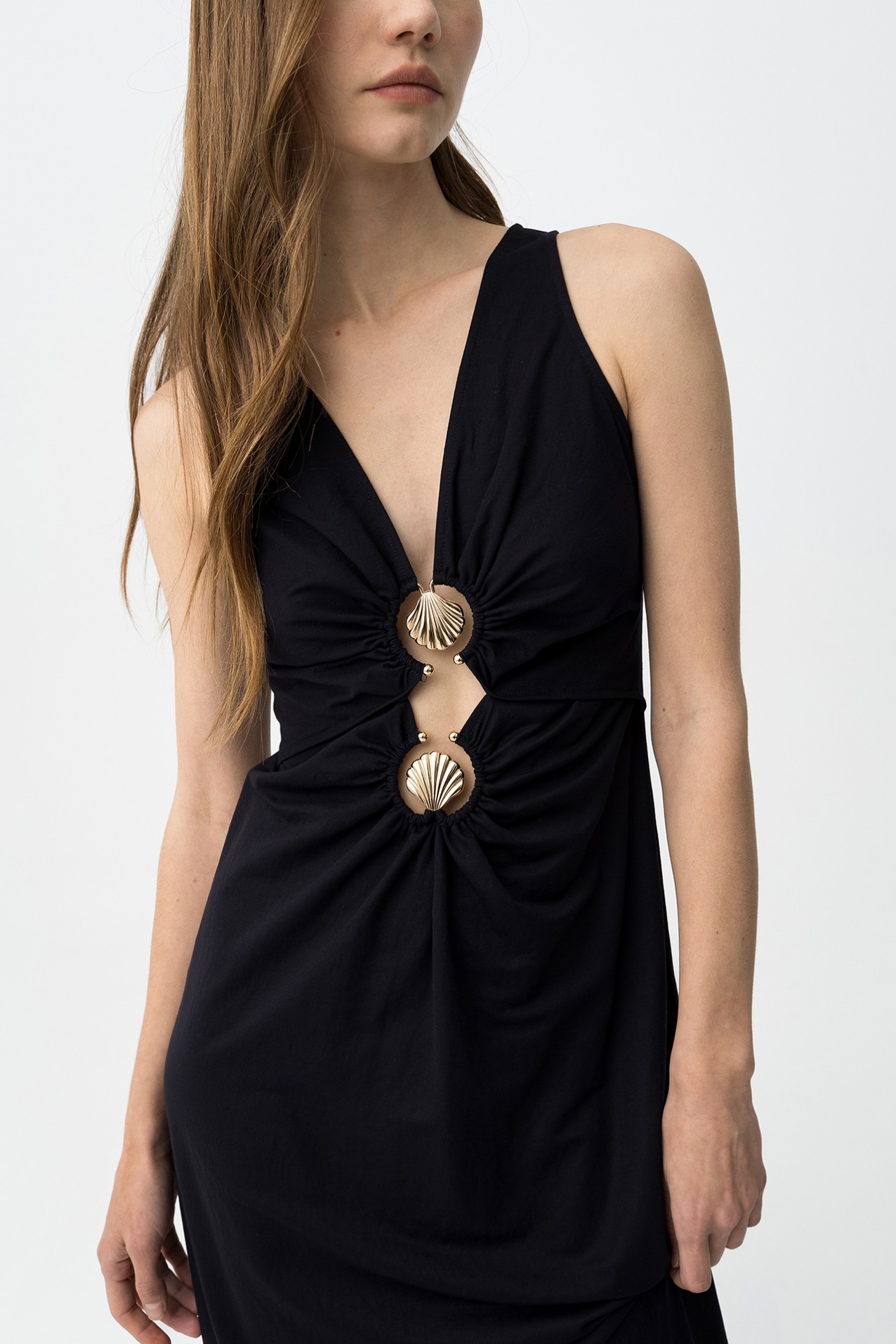 Vestido azul con argollas